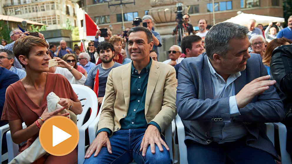 Visita del presidente Pedro Sanchez a los socialistas navarros para apoyar a las candidatas a la presidencia de Navarra, María Chivit.