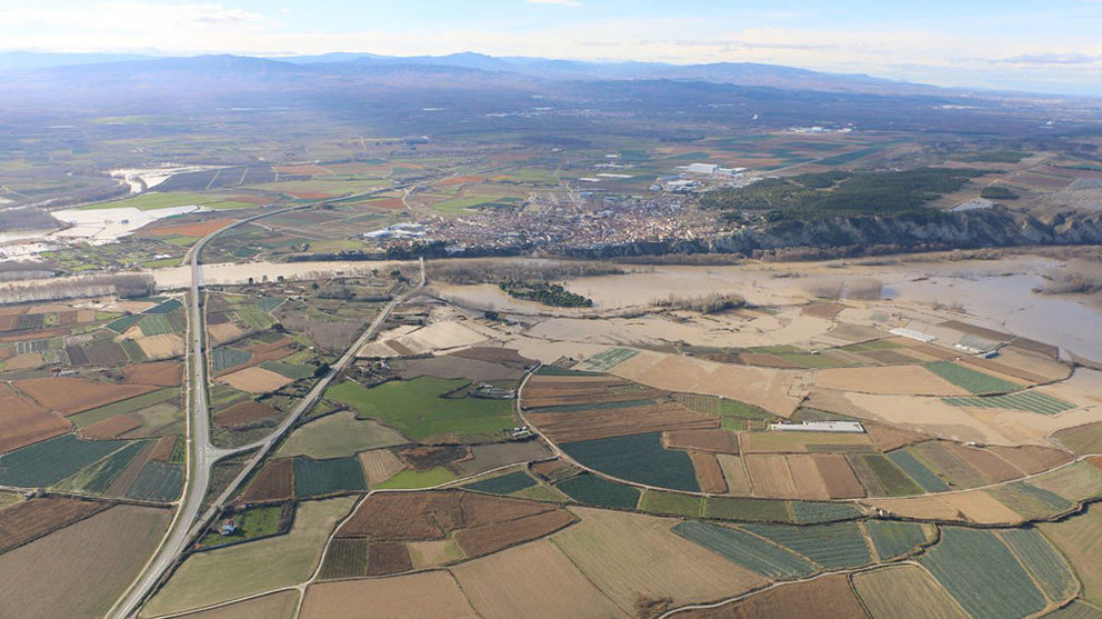Imagen aérea de las inundaciones en Milagro GOBIERNO DE NAVARRA