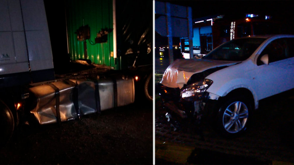 Accidente de tráfico en Urroz Villa entre un coche y un camión BOMBEROS DE NAVARRA