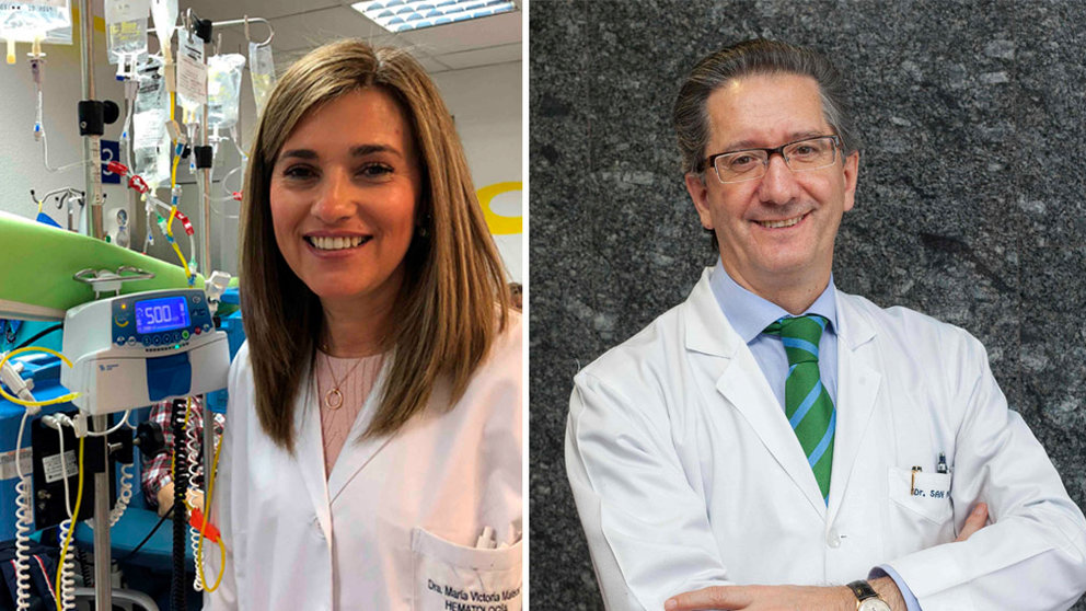 Los doctores María Victoria Mateos y Jesús San Miguel, que han liderado el estudio de la Clínica de la Universidad de Navarra sobre la combinación de fármacos para tratar el mieloma múltiple. CUN