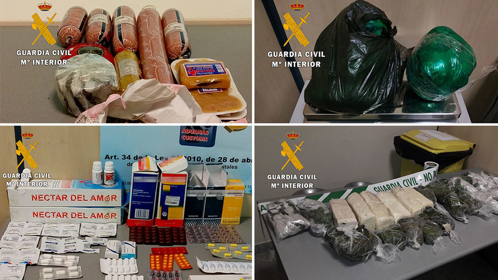 Algunos de los artículos ilegales hallados en controles en el aeropuerto de Noáin. GUARDIA CIVIL