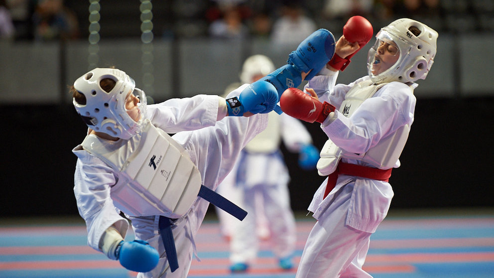 Liga nacional infantil de Karate celebrada en el Navarra Arena de Pamplona. MIGUEL OSÉS