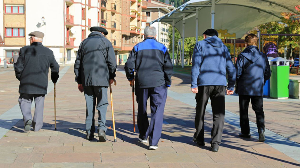 Un grupo de personas mayores y ancianos, durante un paseo por un parque ARCHIVO