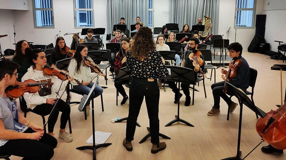 La joven orquesta de Pamplona durante un ensayo. facebook