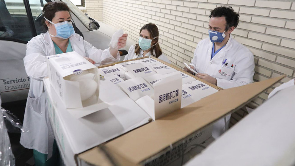 Mascarillas procedentes de China recibidas en el hospital Reina Sofía de Tudela GOBIERNO DE NAVARRA