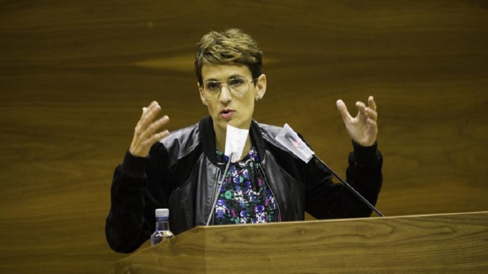 La presidenta del Gobierno de Navarra, María Chivite, comparece ante el Pleno sobre la crisis sanitaria del Covid-19. PARLAMENTO DE NAVARRA