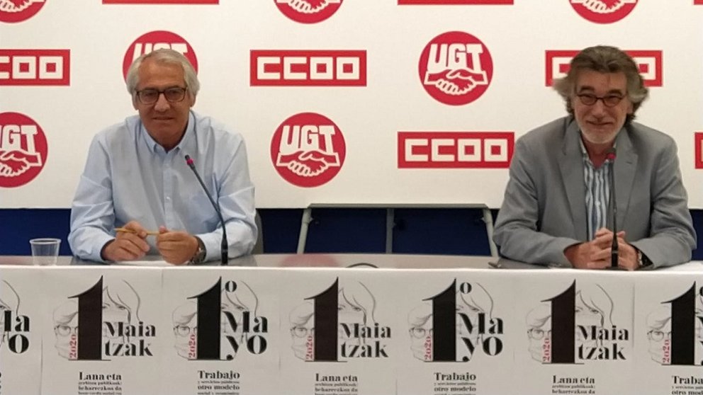Jesús Santos y Chechu Rodríguez, secretarios generales de UGT y CCOO de Navarra - CCOO