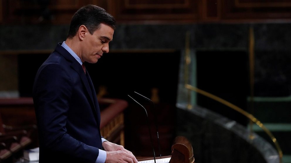 El presidente del Gobierno, Pedro Sánchez, durante su intervención en el pleno del Congreso este miércoles - Pool