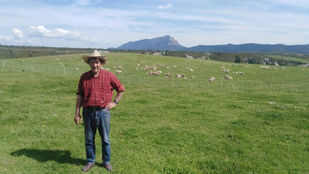 El pastor José Luis Larraz junto a sus ovejas en Novés (Huesca). Europa Press.