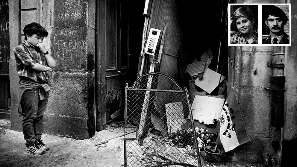 Imagen del lugar del atentado del 30 de mayo de 1985 en el que murieron Alfredo Aguirre y Francisco Miguel. JORGE NAGORE / RELATOS DE PLOMO
