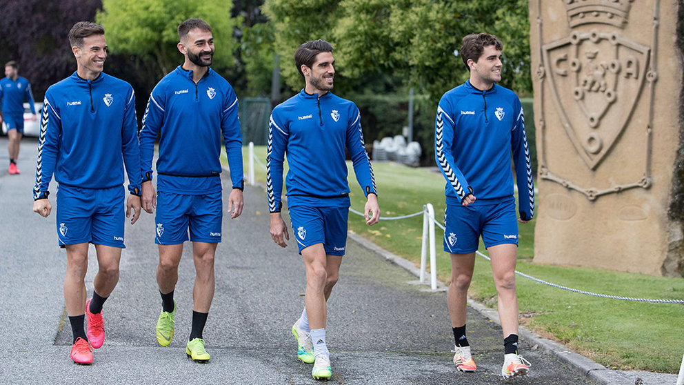 Los jugadores Iñigo Pérez, Adrián López, Nacho Vidal y Javi Martínez en Tajonar. CA Osasuna.