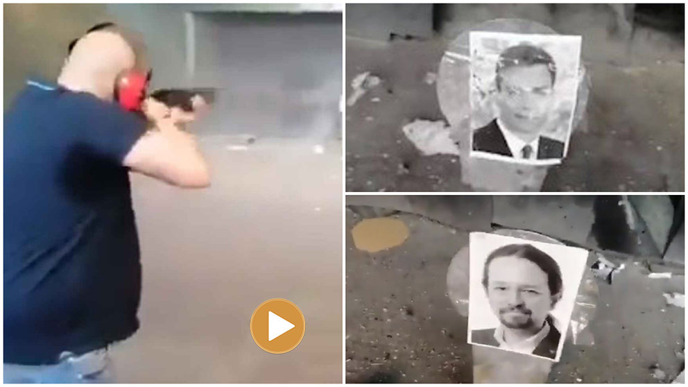Vídeo en el que un desconocido dispara contra Pedro Sánchez y Pablo Iglesias.