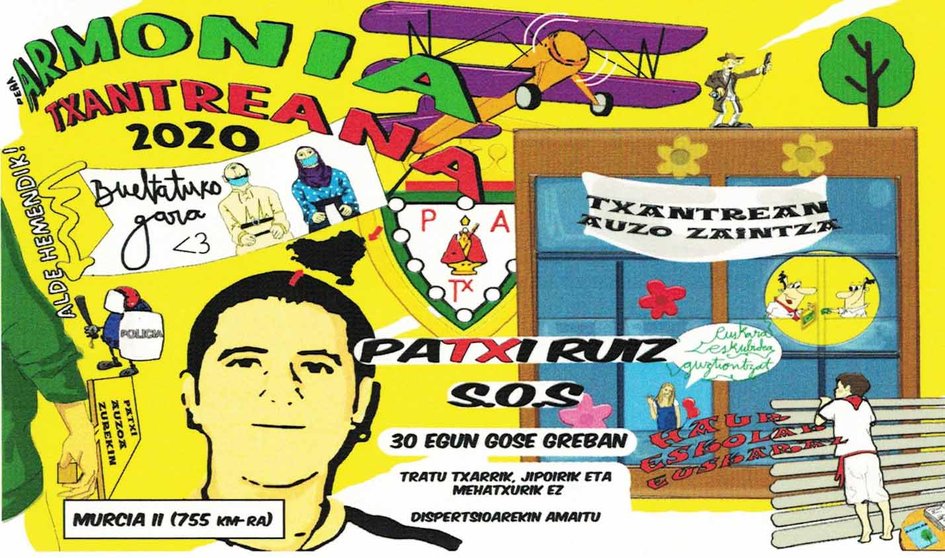 Pancarta de la peña Armonía Txantreana para San Fermín 2020
