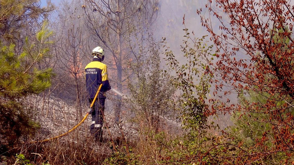 Imagen de archivo de un incendio forestal. BOMBEROS FORESTALES DE NAVARRA