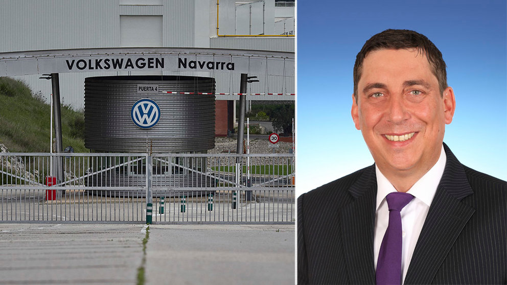Montaje con la entrada de Volkswagen Navarra y Kai Feuerherdt, el nuevo director de Recursos Humanos. NAVARRA.COM-VW