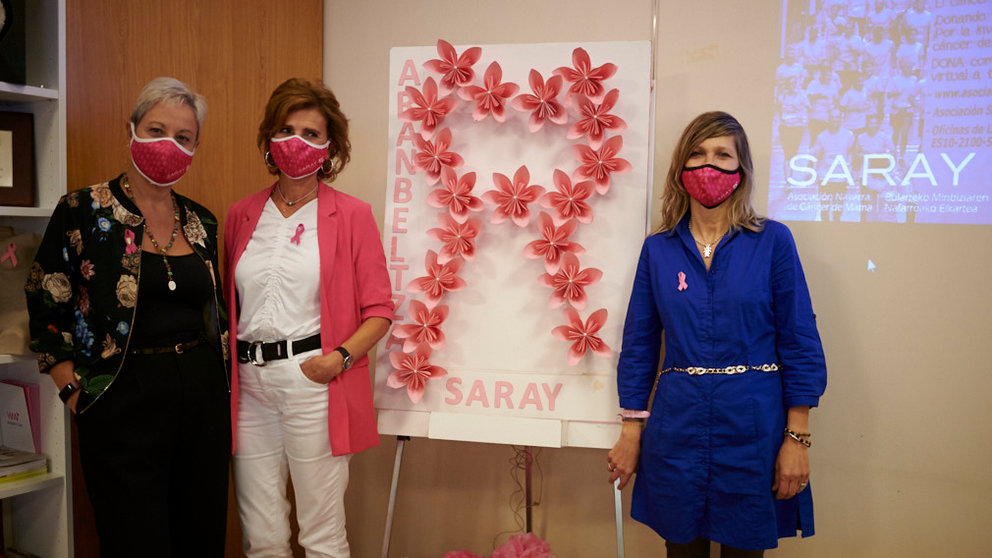 La Asociación Navarra de Cáncer de Mama, Saray, presenta la campaña 'Kilómetros de vida', iniciativa que lleva a cabo ante la imposibilidad de celebrar su carrera anual debido al Covid-19. PABLO LASAOSA