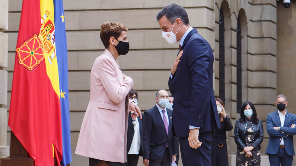 Pedro Sánchez visita Navarra para reunirse con María Chivite y su gobierno y presentar los fondos europeos ante la crisis de la Covid. GOBIERNO DE NAVARRA (1)