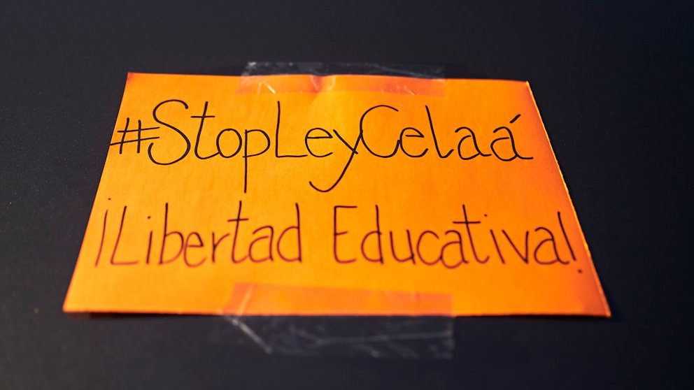 Miles de personas protestan en Pamplona en contra de la ley de Educación conocida como “Ley Celaá” que ataca a los colegios concertados y a los centros de educación especial. PABLO LASAOSA