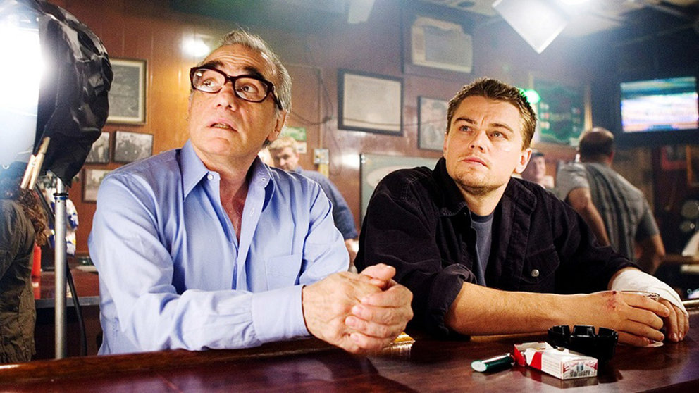 Leonardo DiCaprio y Martin Scorsese en el set de Infiltrados