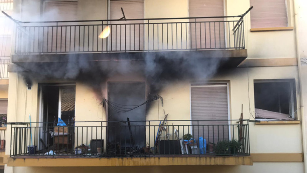 Imagen del incendio de una habitación en Navarra. CEDIDA