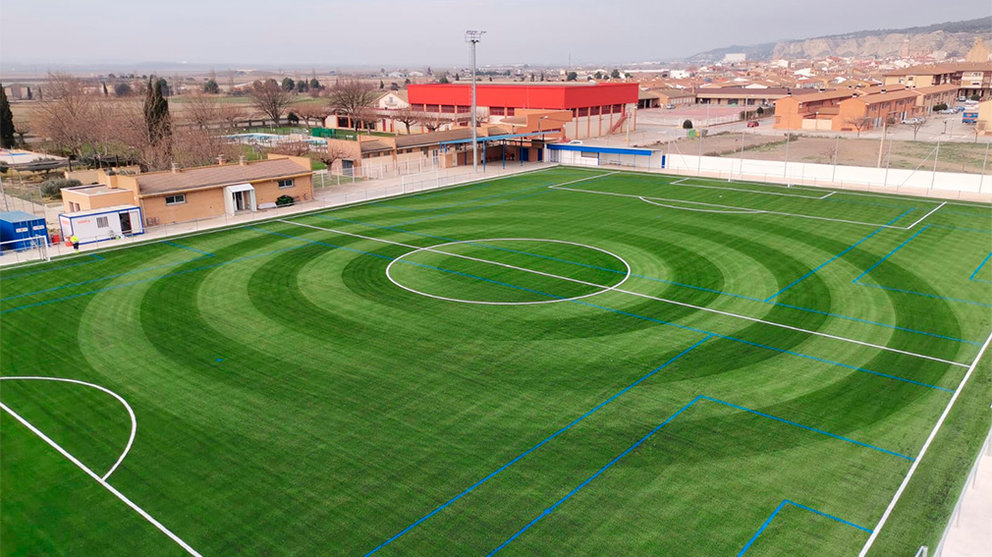 Nuevo campo de fútbol del CD Muskaria en Arguedas. Cedida.