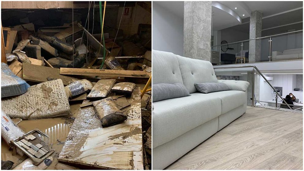 'Muebles Sola' reabre en Tafalla tras casi dos años cerrada por la riada de 2019. CEDIDA