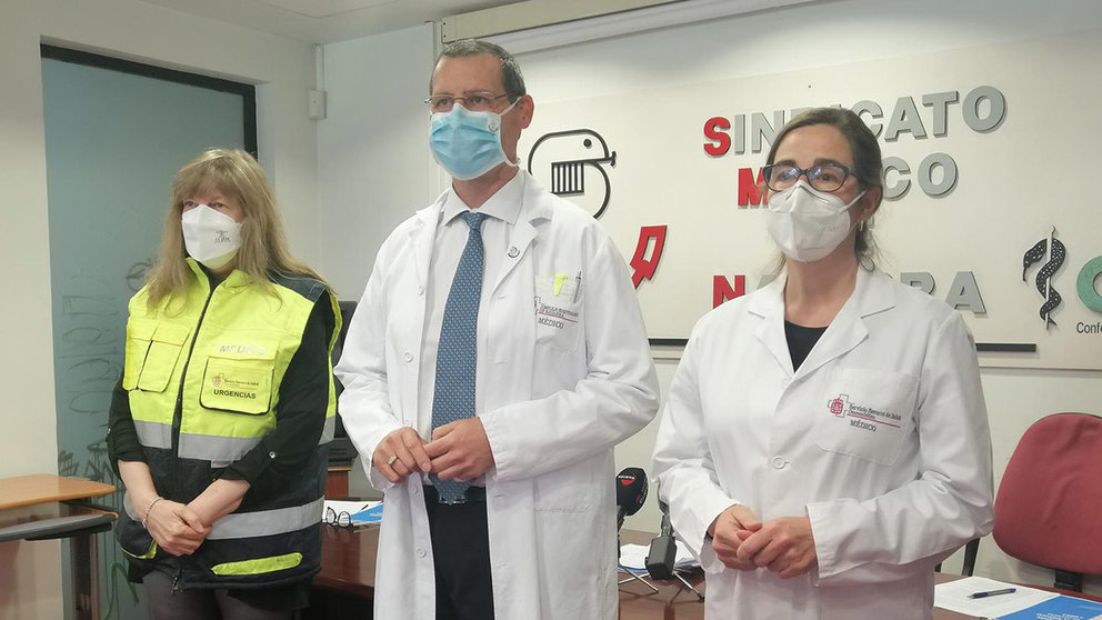 Representantes del Sindicato Médico de Navarra en la rueda de prensa - EUROPA PRESS