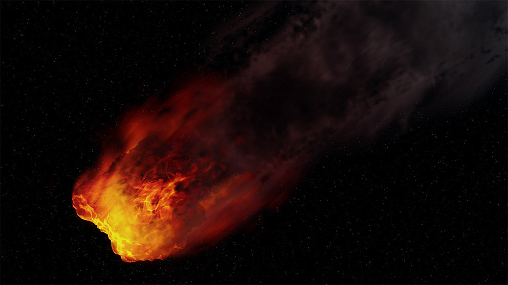 Imagen de archivo de un meteorito convertido en una gran bola de fuego.