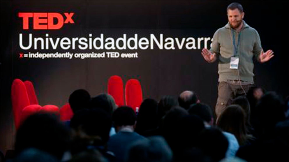 David Beriáin, durante la charla ofrecida en la Universidad de Navarra.