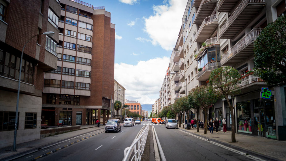 Vista general del principio de la calle Abejeras en Pamplona. MEGAN WALLS