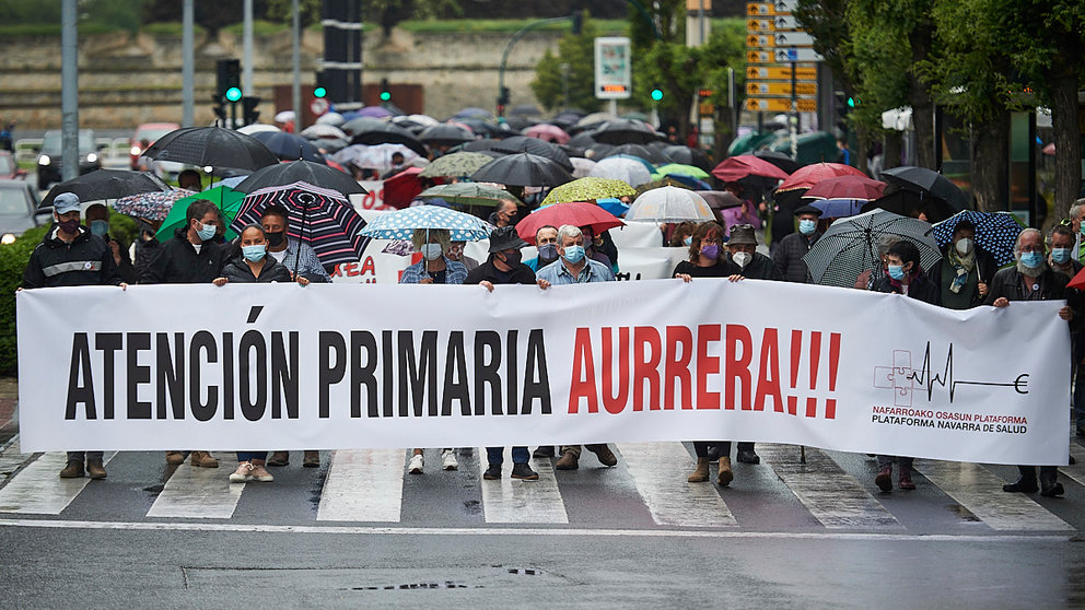 Manifestación convocada por la Plataforma Navarra de Salud en defensa de la Atención Primaria en Pamplona. PABLO LASAOSA