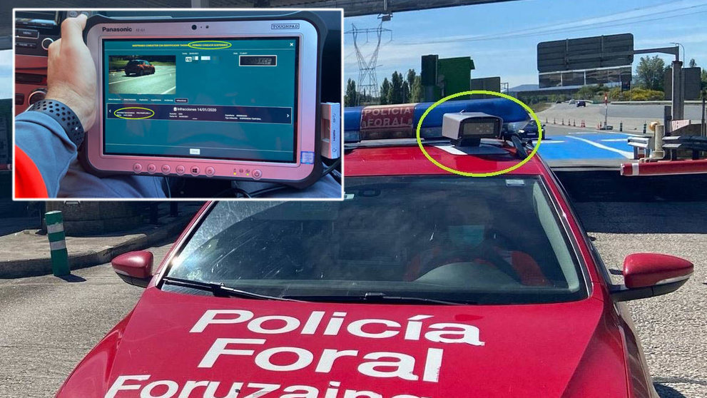 Montaje del dispositivo desarrollado por la Policía Foral para detectar a conductores sin carné POLICÍA FORAL