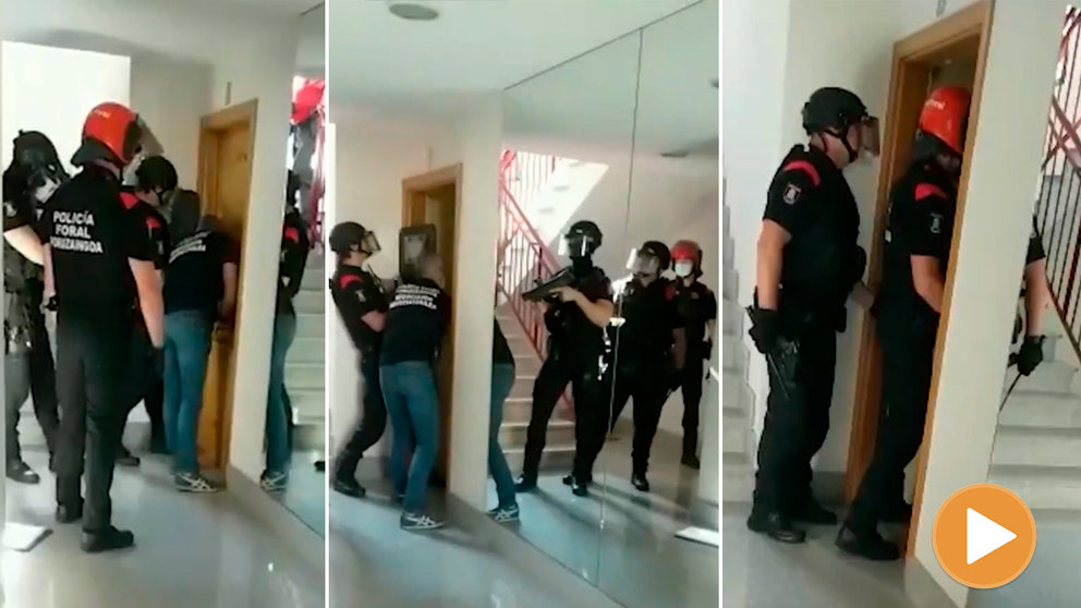 El Grupo de Intervención Especial y el negociador de Policía Foral intervienen en una atrincheramiento en Noáin POLICÍA FORAL
