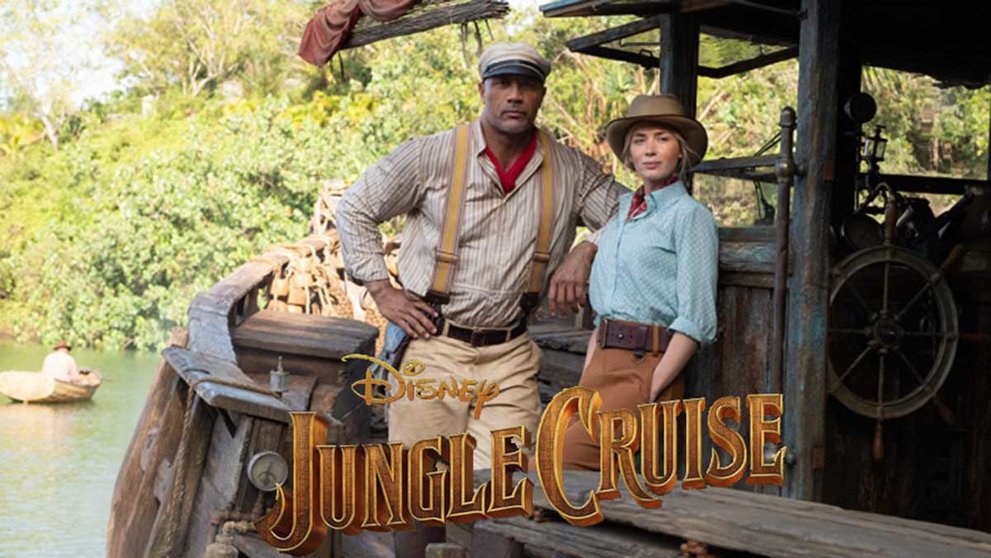 Dwayne Johnson y Emily Blunt en Jungle Cruise.