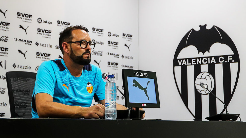 El entrenador del Valencia CF Jose Bordalás en rueda de prensa.
AFP7 /  Europa Press.