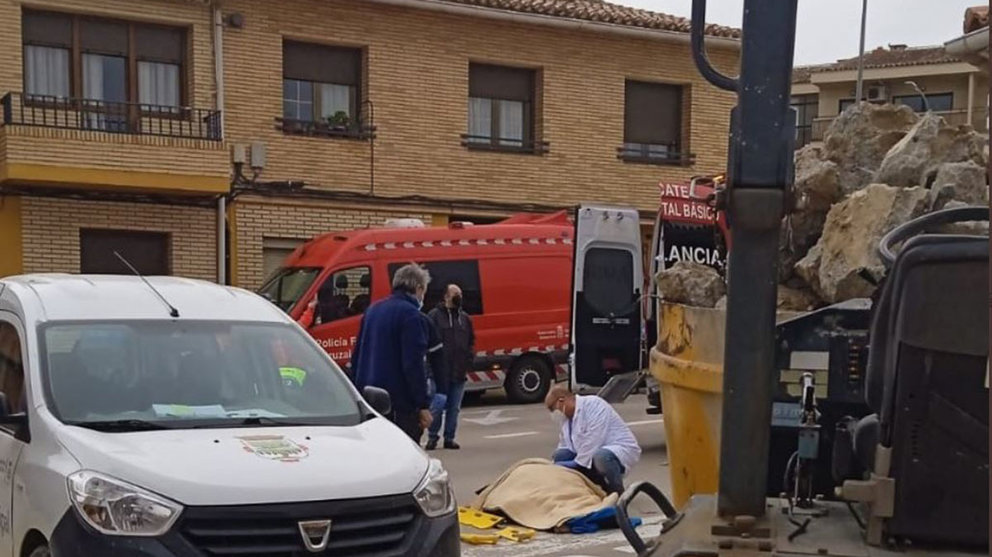 Una mujer es atropellada en Tudela por un dumper POLICÍA FORAL
