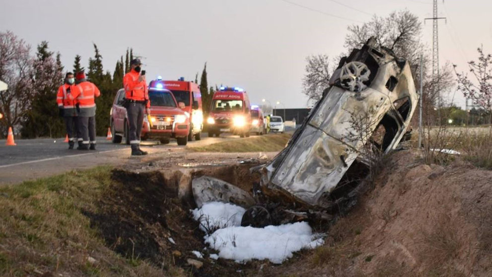 Accidente mortal en la N-121-C en Cascante, donde ha muerto un joven de 21 años de Murchante POLICÍA FORAL