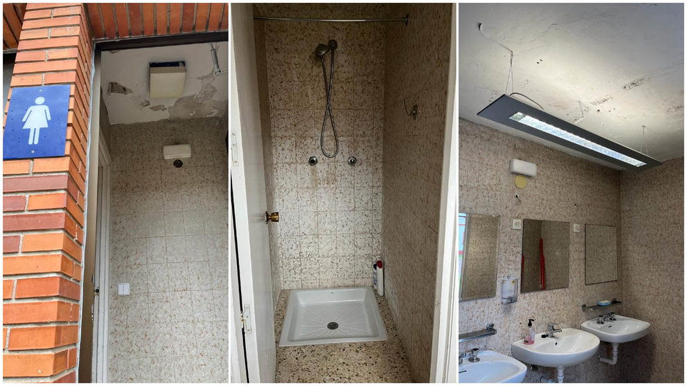 El lamentable estado de los baños y duchas de mujeres en las instalaciones de Policía Nacional en Beloso. CEDIDA