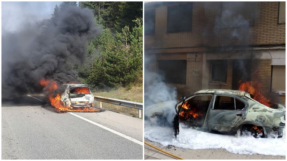 Incendios de dos vehículos en la A-15 y en Andosilla. BOMBEROS DE NAVARRA