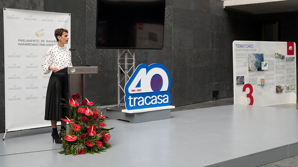 María Chivite, en el acto de conmemoración del 40º aniversario de Tracasa. GOBIERNO DE NAVARRA