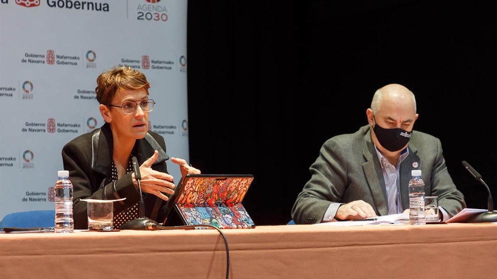 La presidenta del Gobierno de Navarra, María Chivite, y el vicepresidente, José Mari Aierdi. GOBIERNO DE NAVARRA