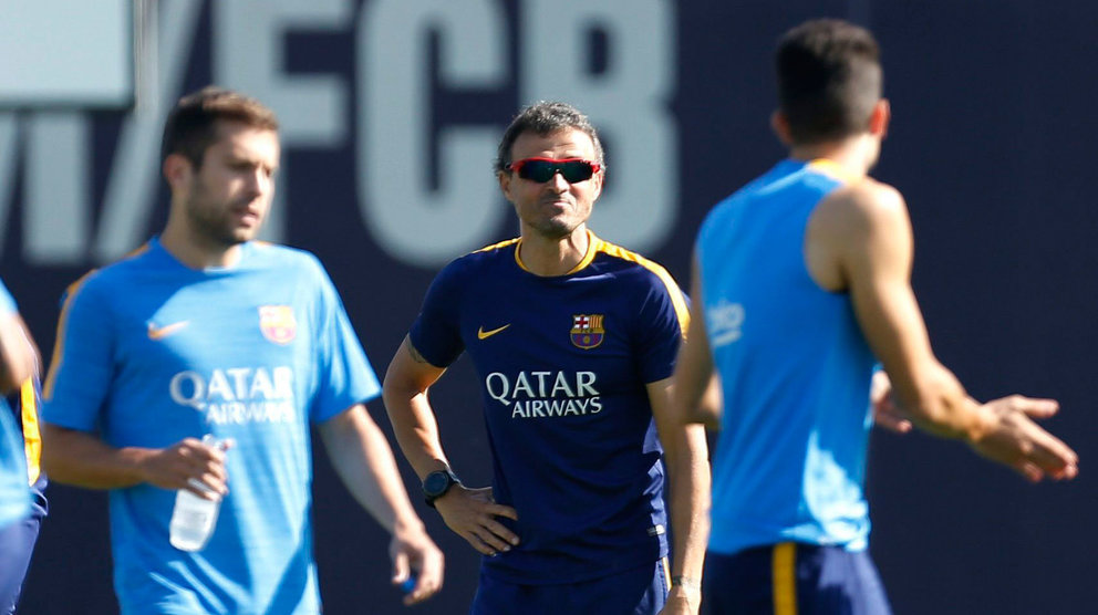Luis Enrique en el entrenamiento del FC Barcelona. EFE.