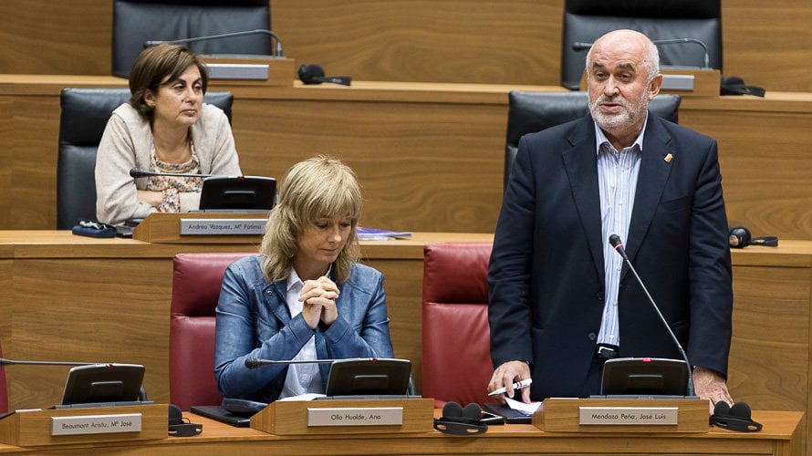 Parlamentarios de UPN, PP, PSN-PSOE, Geroa Bai, EH Bildu, Podemos, Izquierda Ezkerra durante un pleno en el Parlamento de Navarra