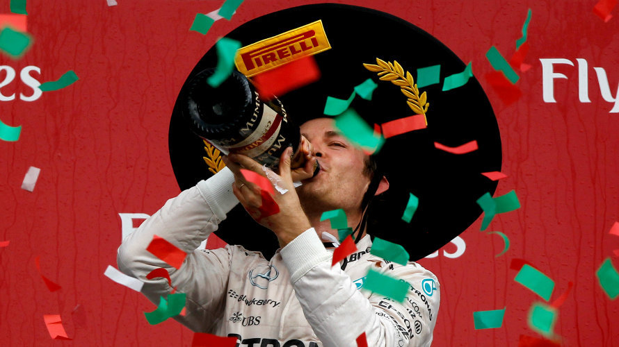 Rosberg festeja su victoria en México. Efe.