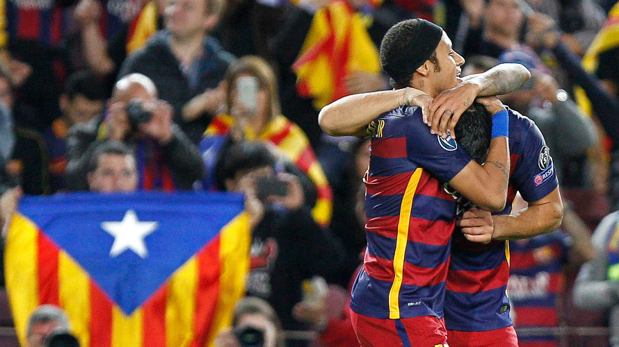 Neymar celebra uno de los goles del FC Barcelona.