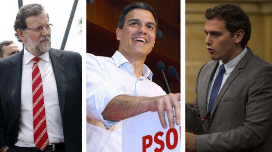 Rajoy, Sánchez, Rivera e Iglesias, en respectivos actos políticos. EFE