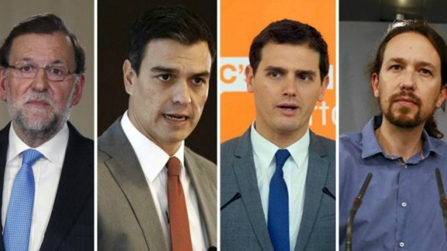 Combo de Mariano Rajoy, Pedro Sánchez, Pablo Iglesias y Albert Rivera. EFE.