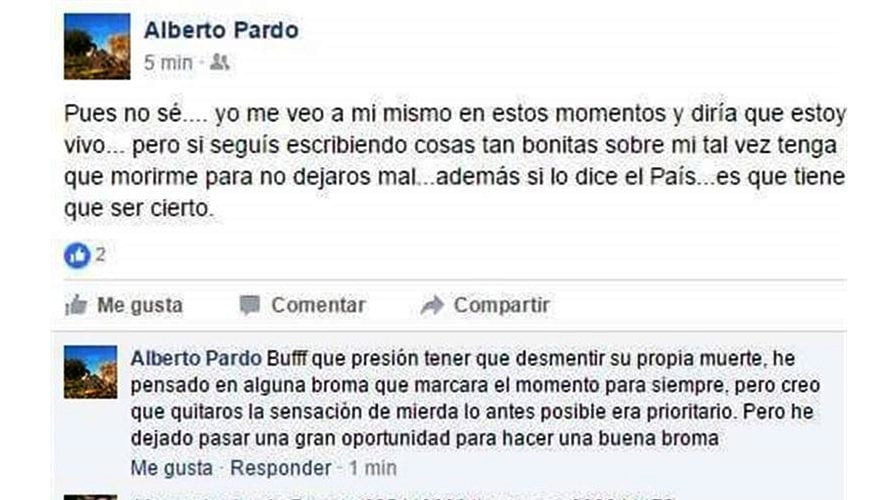 Mensaje de Alberto Pardo en las redes sociales