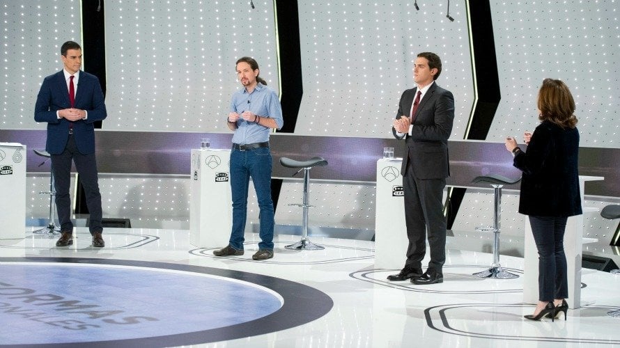 Debate de Antena 3 entre cuatro partidos políticos. EFE.