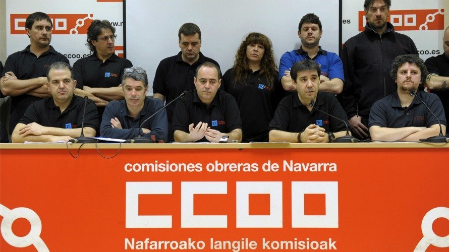El comité de TRW tras la conferencia de prensa que ha ofrecido Pamplona.